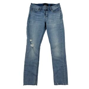 Lucky Brand Light Wash Lolita Skinny Denim Blue Jeans Distressed Cut Off Size 6